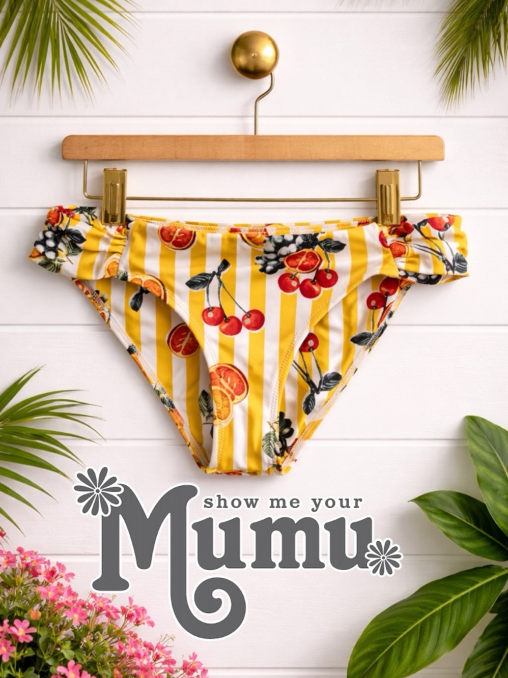🍒🍊🍋Show Me Your Mumu Fruit Bikini Bottoms Size S NWOT Tropical Cherry Citrus